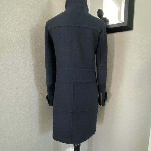 ZARA Trafaluc Navy Blue Wool Parka Coat Jacket XS - Picture 8 of 14